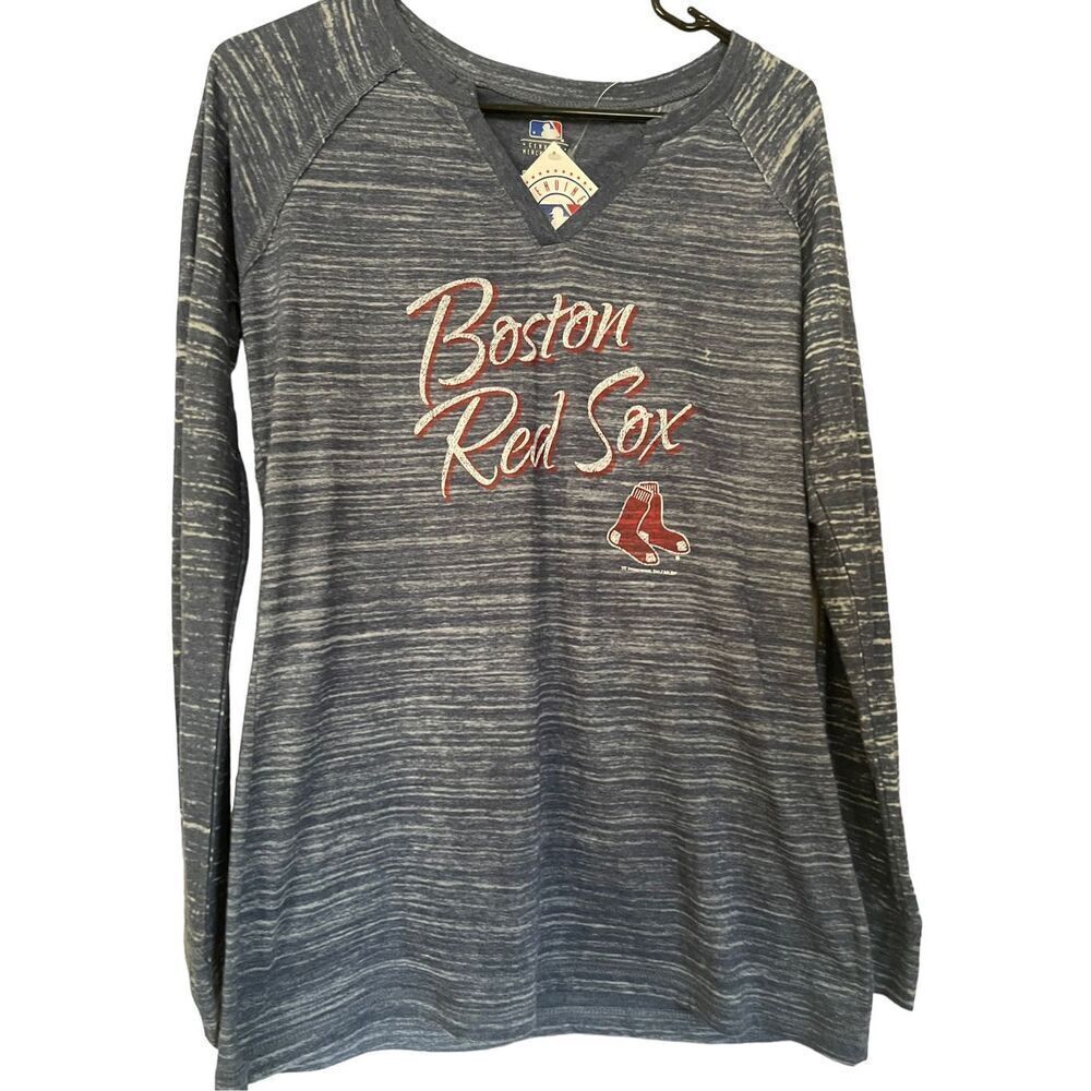 New Genuine Merchandise Women's Red Sox Space Dye Gray Tee Long Sleeves Size L